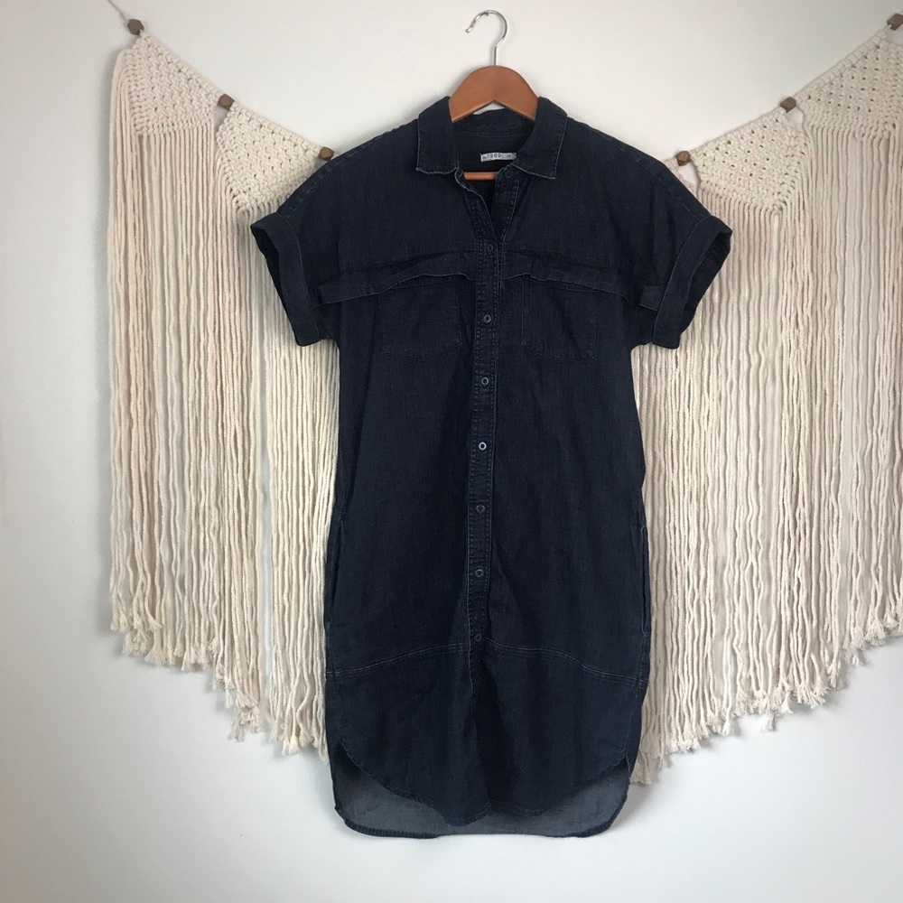 GAP 1969 Platform Shirt Dress in Dark Wash XS